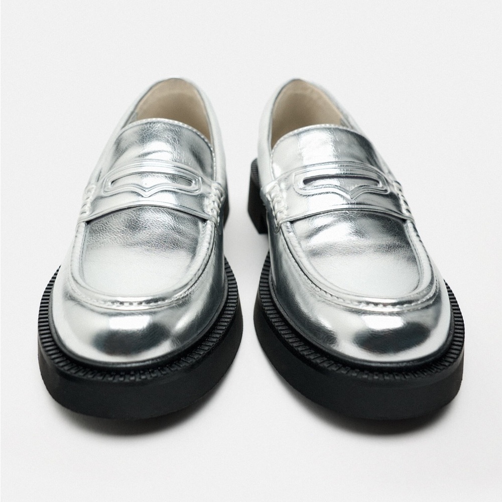 Zara Silver Loafers